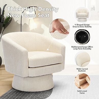 Swivel Accent Chair,360° Swivel Chair with Armrest,Comfy Round Armchair Single Sofa