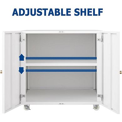 Printer Stand with File Storage Cabinet, Metal Printer Cabinet on Wheels