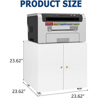 Printer Stand with File Storage Cabinet, Metal Printer Cabinet on Wheels