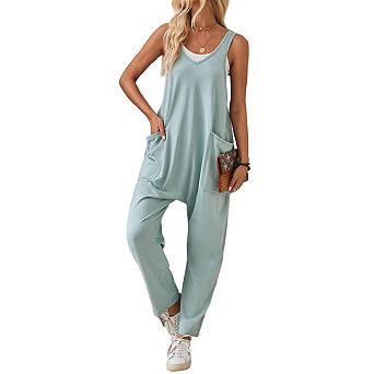 Women Casual Loose Long Bib Pants Baggy Rompers Overalls Wide Leg Jumpsuits With Pockets