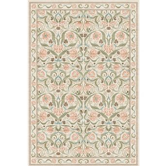 Area Rug, Floral Modern Washable Rugs, Non-Slip Low-Pile Soft Floor Carpet
