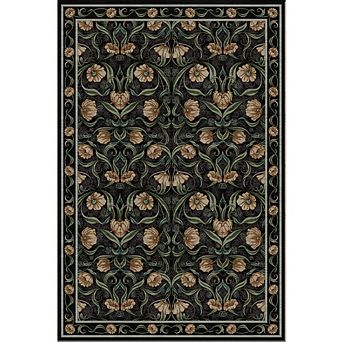 Area Rug, Floral Modern Washable Rugs, Non-Slip Low-Pile Soft Floor Carpet