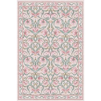 Area Rug, Floral Modern Washable Rugs, Non-Slip Low-Pile Soft Floor Carpet