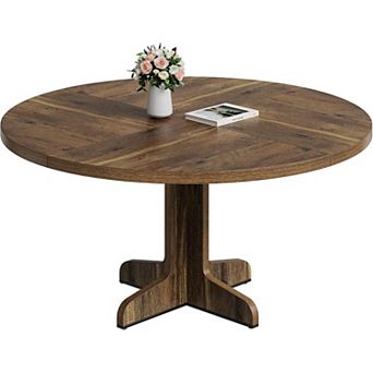 Round Dining Table for 4,47 in Kitchen Dining Room Circle Dinner Pedestal Table