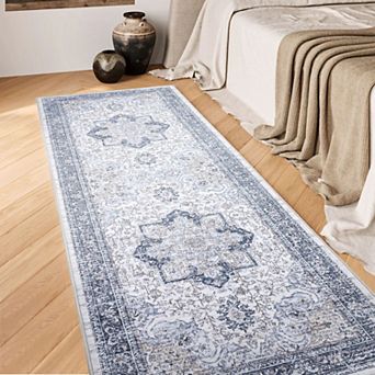 Washable Area Rug, Vintage Retro Carpet with Non-Slip Backing, Floor Rugs