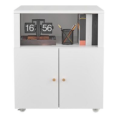 Printer Stand with Storage, Copier Printer Cabinet with 2 Doors Mobile Metal File Cabinet