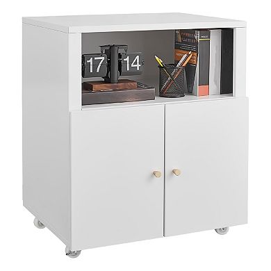 Printer Stand with Storage, Copier Printer Cabinet with 2 Doors Mobile Metal File Cabinet
