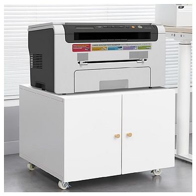 Metal Printer Stand with Storage, Heavy Duty 3D Printer Cabinet on Wheels for Home Office