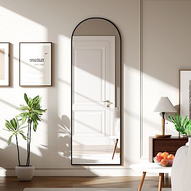 Full Length Mirror with Stand, 65"x22" Freestanding or Wall-Mounted, Aluminum Alloy Frame