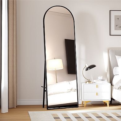 Full Length Mirror with Stand, 65"x22" Freestanding or Wall-Mounted, Aluminum Alloy Frame