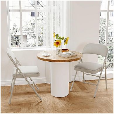 2 Pack Outdoor Folding Chairs, Portable Stackable Foldable Chairs with Padded Cushion