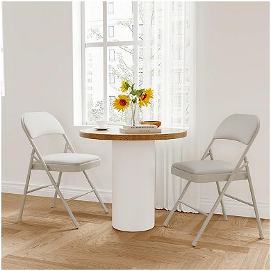 2 Pack Outdoor Folding Chairs, Portable Stackable Foldable Chairs with Padded Cushion