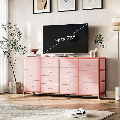stand up dresser Dresser TV Stand,Dressers for Bedroom,Fabric Storage Tower with Power  Outlet for 65 70 75