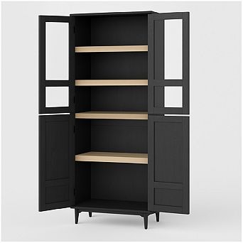 Storage Cabinet, Kitchen Pantry Cabinet 5 tier Bathroom Cabinet with 4 Doors Adjustable Shelves