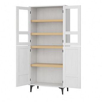 Storage Cabinet, Kitchen Pantry Cabinet 5 tier Bathroom Cabinet with 4 Doors Adjustable Shelves