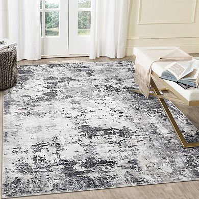 Washable for Living Room Modern Neutral Abstract Rug Non-Slip, Distressed Print Accent Rugs