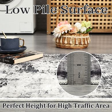 Washable for Living Room Modern Neutral Abstract Rug Non-Slip, Distressed Print Accent Rugs