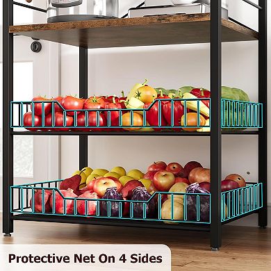 5-Tier Kitchen Bakers Rack,Industrial Microwave Stand Oven Shelf,Freestanding Kitchen Storage Shelf