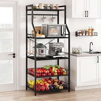 5 tier Kitchen Bakers Rack,Industrial Microwave Stand Oven Shelf,Freestanding Kitchen Storage Shelf