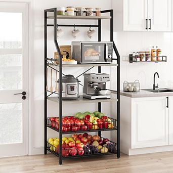 5 tier Kitchen Bakers Rack,Industrial Microwave Stand Oven Shelf,Freestanding Kitchen Storage Shelf