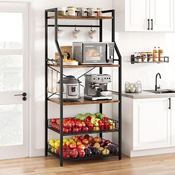 5 tier Kitchen Bakers Rack,Industrial Microwave Stand Oven Shelf,Freestanding Kitchen Storage Shelf