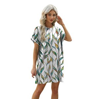 Women Casual Dress Crew Neck Beach Sundresses with Pocket