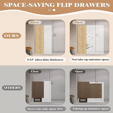 Shoe Cabinet with 4 Flip-Down Doors, Wooden Freestanding Shoe Storage Organizer, Compact Shoe Rack