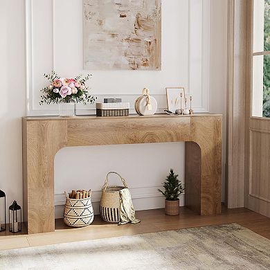 Wooden Console Table, Rectangular Sofa Table Behind The Couch, Industrial Entry Table