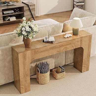 Wooden Console Table, Rectangular Sofa Table Behind The Couch, Industrial Entry Table