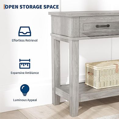 Entryway Table, 54" Farmhouse Console Table with 3 Drawers and 2 Tier Storage Shelves