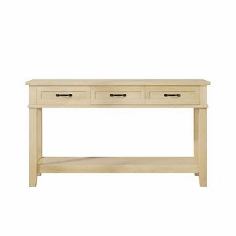 Entryway Table, 54" Farmhouse Console Table with 3 Drawers and 2 tier Storage Shelves