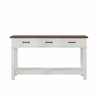 Entryway Table, 54" Farmhouse Console Table with 3 Drawers and 2 tier Storage Shelves