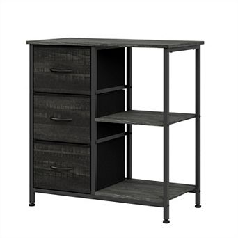 3-Drawer Fabric File Cabinet, Under Desk Printer Stand with 2 Open Storage Shelves - Modern Home