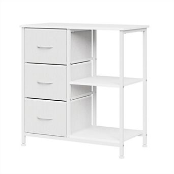 3-Drawer Fabric File Cabinet, Under Desk Printer Stand with 2 Open Storage Shelves - Modern Home