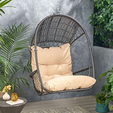 Wicker Hanging Chair with Cushion, No Stand