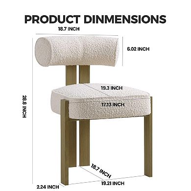 Dining Chairs Set of 2,Boucle Kitchen & Dining Room Chairs with Back Support,Kitchen Accent Chairs