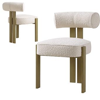Dining Chairs Set of 2,Boucle Kitchen & Dining Room Chairs with Back Support,Kitchen Accent Chairs