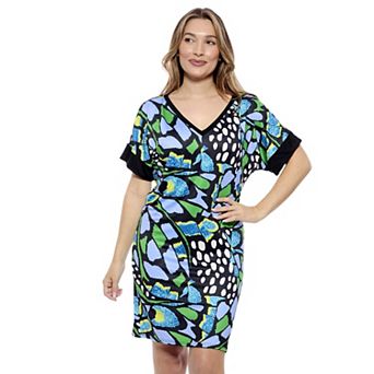 Women's 24Seven Comfort Apparel Butterfly Knee Length T-Shirt Dress