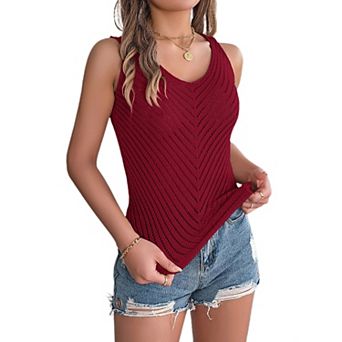 Women Casual Hollow Out Knit Vest Sleeveless Tank Top