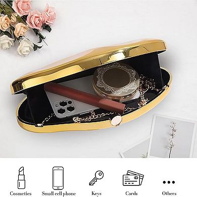 Women's Geometric Metallic Purse,Sparkle Evening Bag,Acrylic Evening Bags,Trendy Irregular Shell Bag