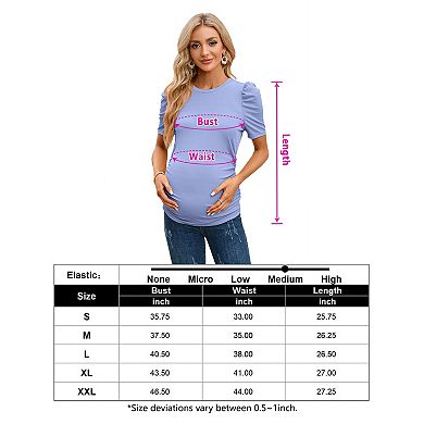 Women Maternity Shirt Casual Crew Neck Short Sleeve Top