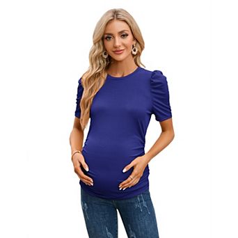 Women Maternity Shirt Casual Crew Neck Short Sleeve Top