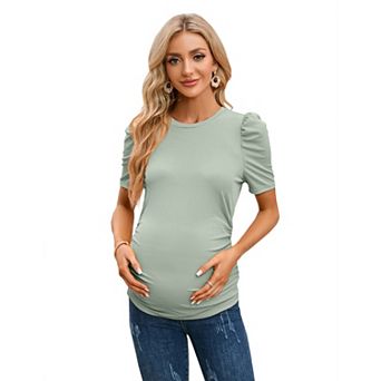 Women Maternity Shirt Casual Crew Neck Short Sleeve Top