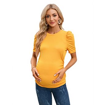Women Maternity Shirt Casual Crew Neck Short Sleeve Top