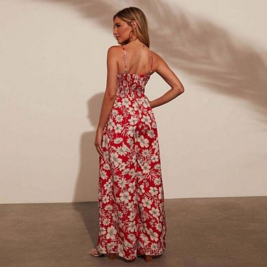 Jumpsuits for Women Sleeveless Boho Strap Wide Leg Rompers Beach Vacation One Piece Summer Outfits