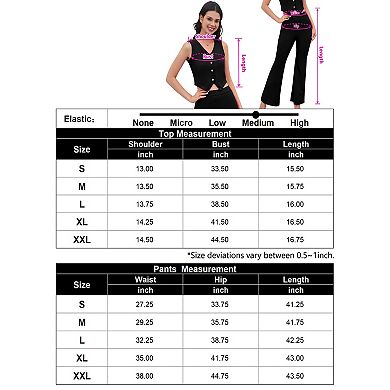 Women's 2 Piece Outfit Sleeveless Button Down Vest Flared Pants Set