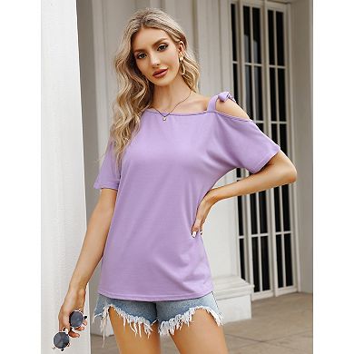 Women Off Shoulder Blouse Casual Short Sleeve Top