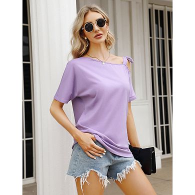 Women Off Shoulder Blouse Casual Short Sleeve Top
