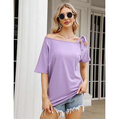 Women Off Shoulder Blouse Casual Short Sleeve Top