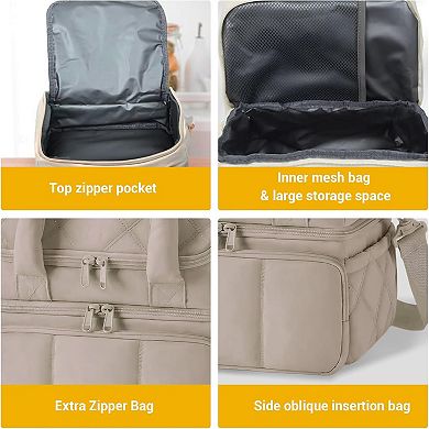 Double Decker Lunch Bag,Wide Opening Insulated Lunch Bag,Waterproof Large Leakproof Cooler Bag